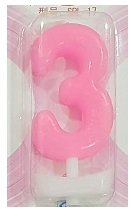 Pink Number 3 Birthday Candle